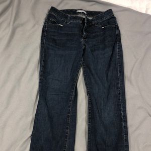 Dark Wash Low Rise Straight Jeans